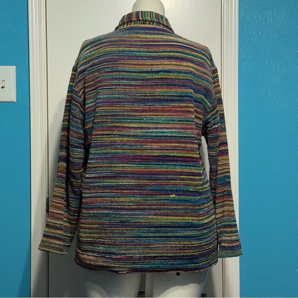 LIFESTYLE Multicolor Striped Button-Up Woman’s Jacket BoHo-Hippie M GUC - Picture 6 of 15